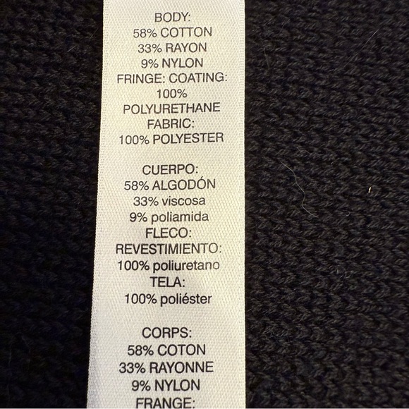 Chico’s Melissa Fringe Poncho Sweater One Size Faux Leather Fringe - Picture 10 of 12